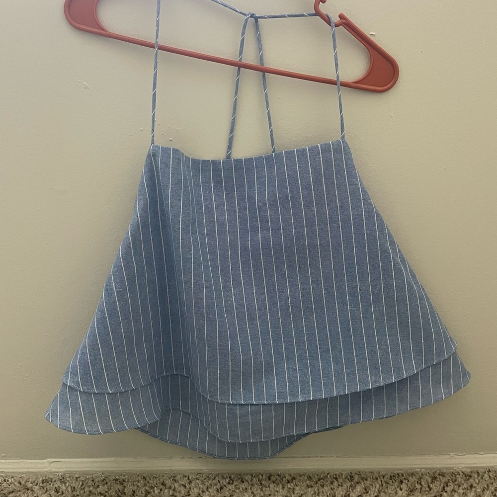Blue Striped Halter Top